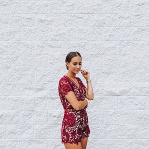 Burgundy wine romper